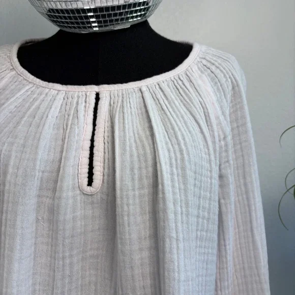 Michael Stars Double Gauze Keyhole Top Bloom Pink Boho Peasant Blouse Medium - Picture 12 of 16